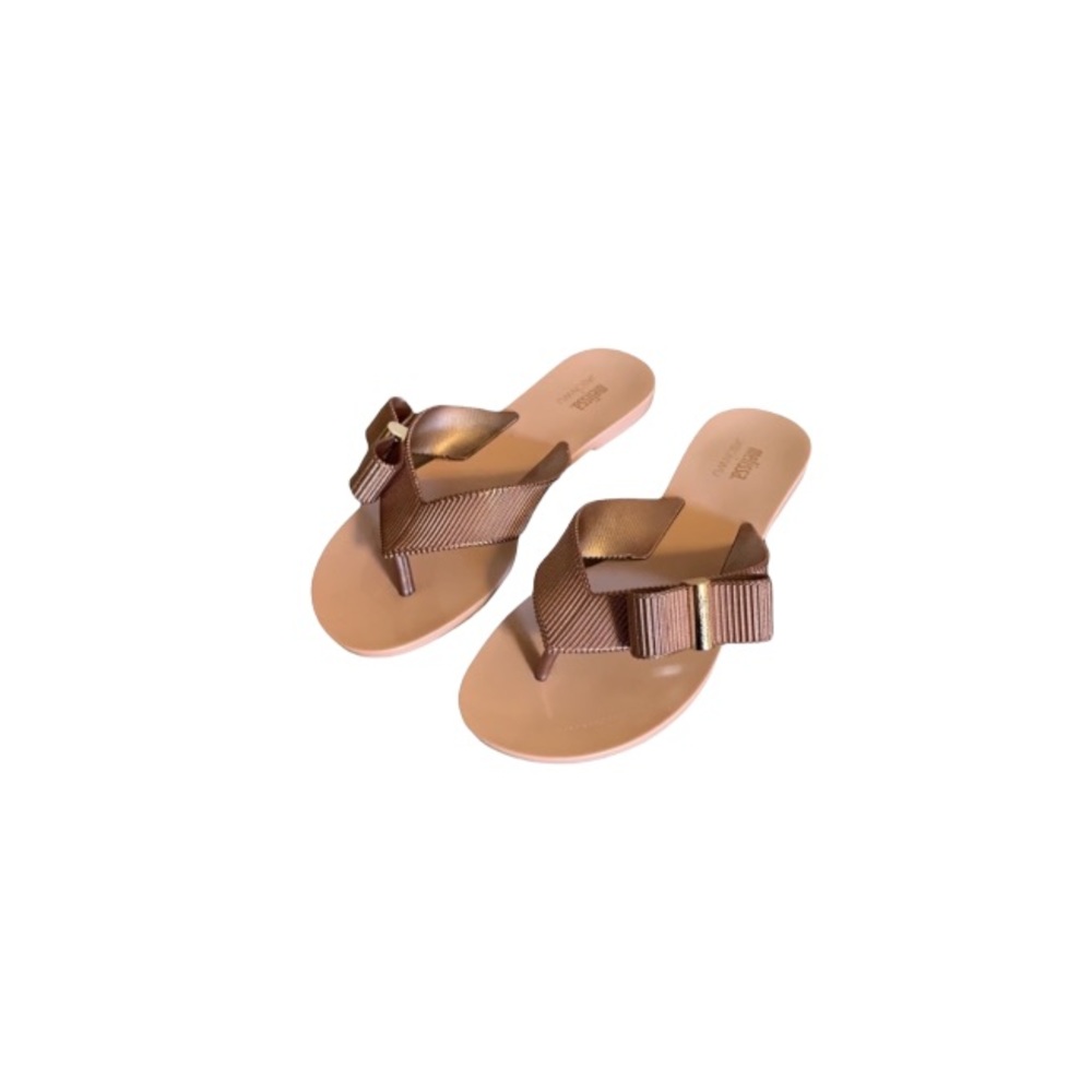 Melissa x Jason Wu Rose Gold Bow Thong Sandals - Women’s Size 7.5